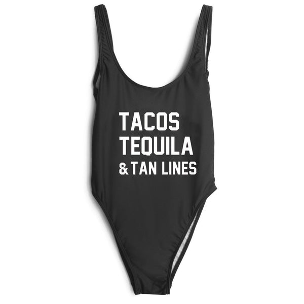 Tacos Tequila & Tan Lines One Piece Swimsuit