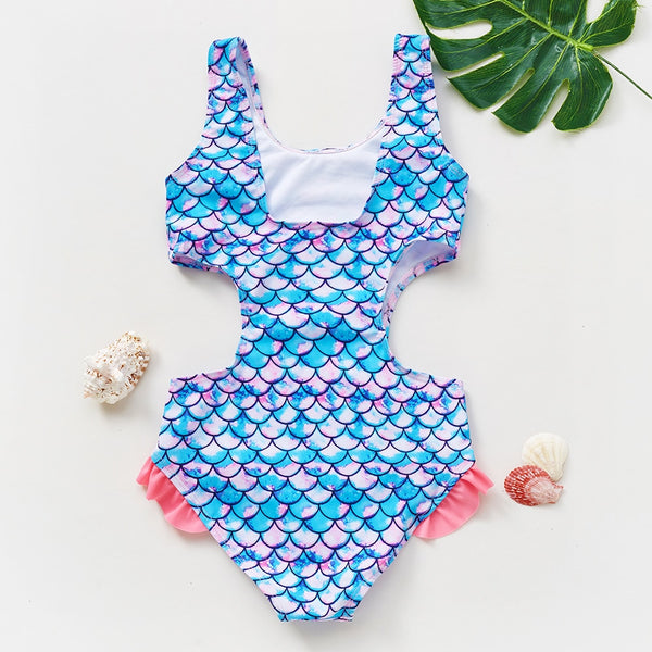 Mermaid Print Cut Out Swimsuit