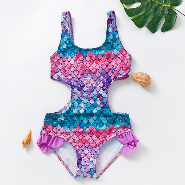 Mermaid Print Cut Out Swimsuit