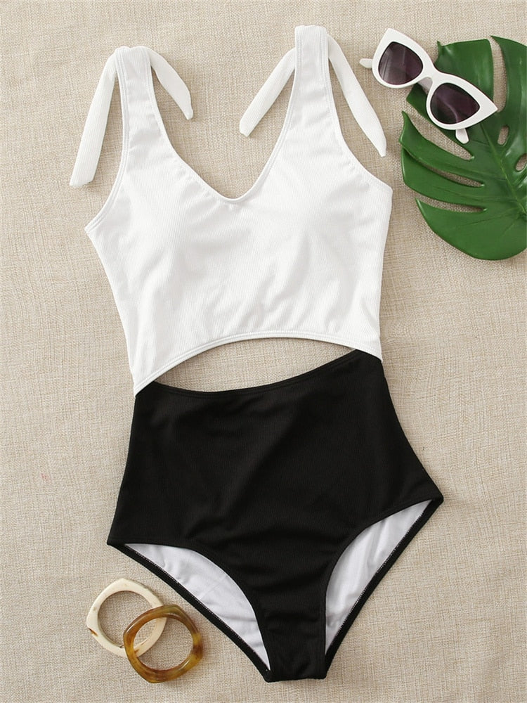 Dakota Black and White Cut Out One Piece Swimsuit