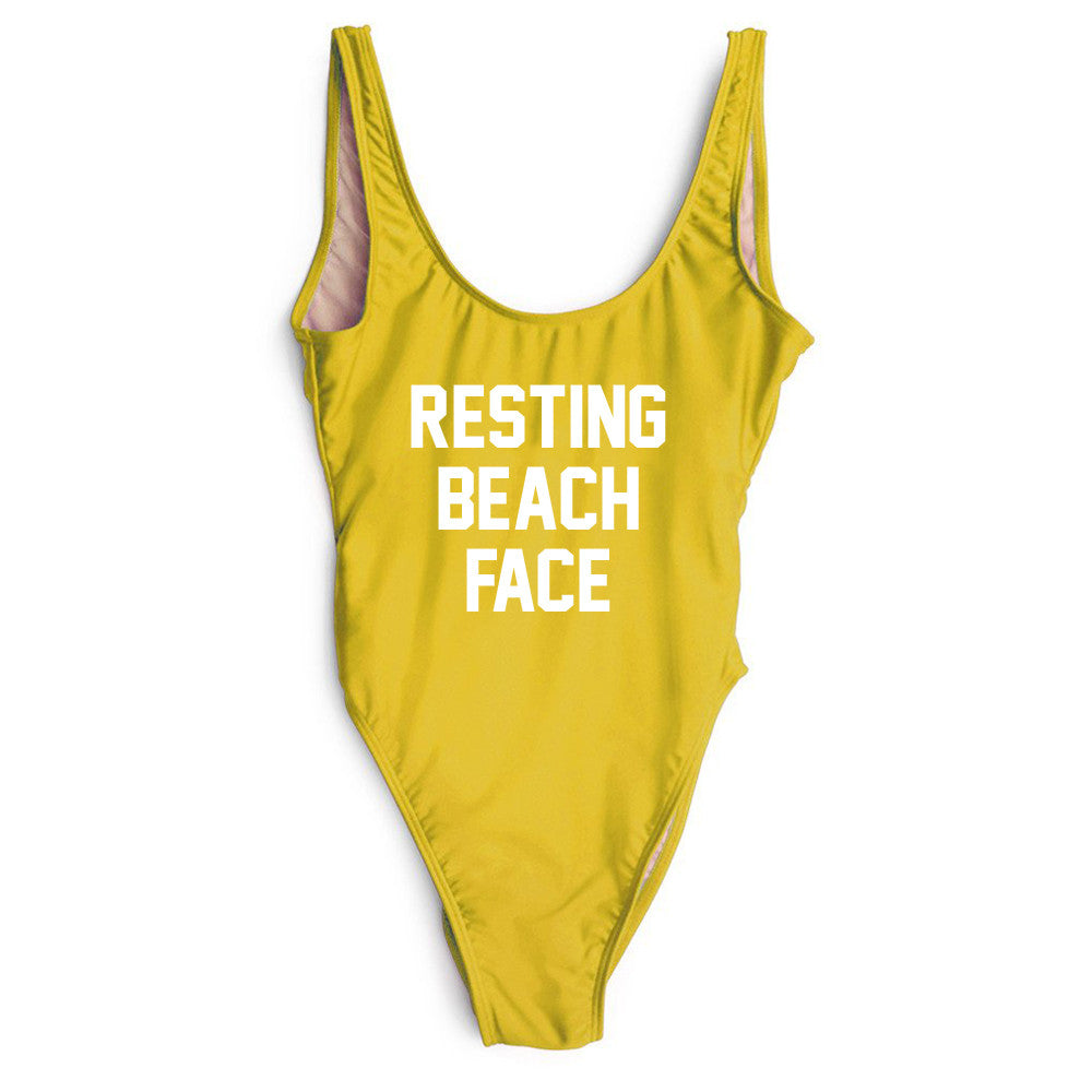 Resting Beach Face One Piece Swimsuit