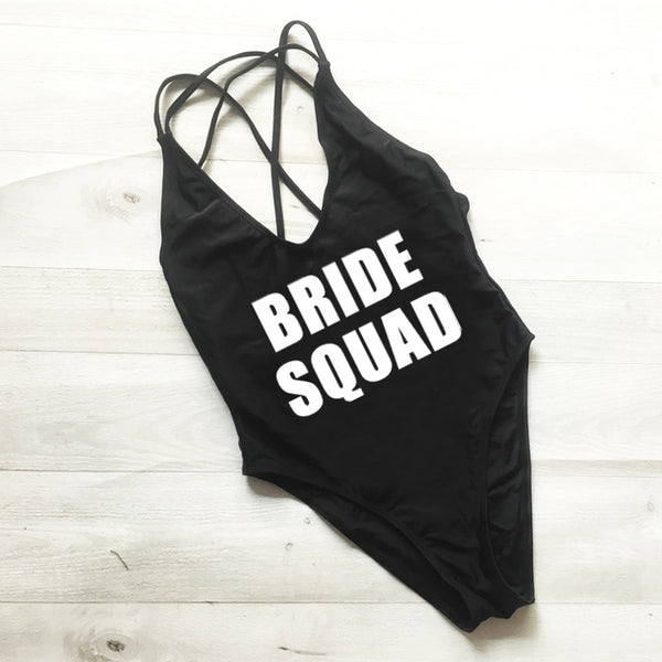 Bride Squad Cross Back Swimsuit