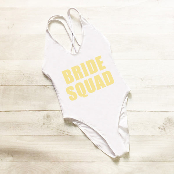 Bride Squad Cross Back Swimsuit