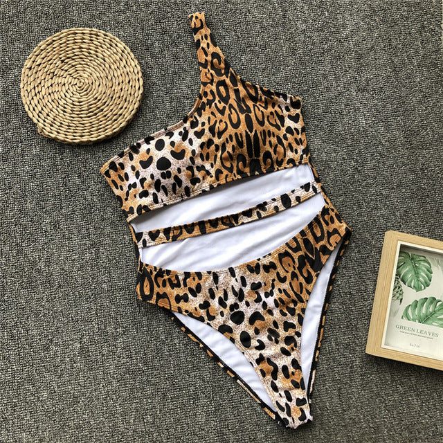 Misha Leopard Cut Out Swimsuit